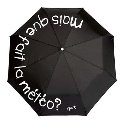 Parapluie pliant - Compact et leger - Noir avec ""Mais que fait la m?t?o ?
