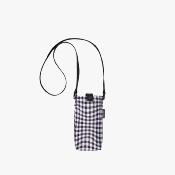 Mini parapluie pliable pour femme – Cinq volets – Protection UVP 50+ – Léger et compact – Avec pochette assortie et breloque en forme de cœur – Noir Vichy