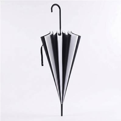 Parapluie Pagode pour Femme - 16 Baleines en Fibre de Verre - Style Vintage - Noir et Blanc