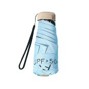 Mini parapluie pliant pour femme - Parapluie plat cinq plis - Ultra léger et compact - Protection UV - Bleu ciel