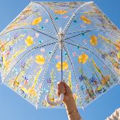 Parapluie Transparent pour Femme - Ouverture Automatique - 8 Baleines en Fibre de verre - Fleurs