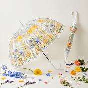 Parapluie Transparent pour Femme - Ouverture Automatique - 8 Baleines en Fibre de verre - Fleurs