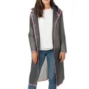 Imperméable - Bandes réfléchissantes au dos - Taille S (150-165CM) - Gris semi-transparent avec passepoil rose