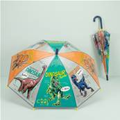 Parapluie transparent pour enfant - Bordure réfléchissante pour une visibilité optimale la nuit - Parapluie garçon - Dinosaure