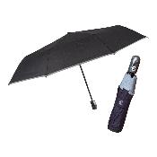 Mini parapluie pliant réfléchissant pour homme - Ouverture automatique - Noir avec bordure réfléchissante
