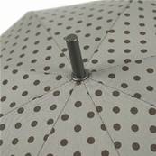Grand parapluie automatique - Résistant au vent - Poignée incurvée - À pois - Beige