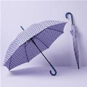 Grand parapluie automatique - Résistant au vent - Poignée incurvée - À pois - Violet
