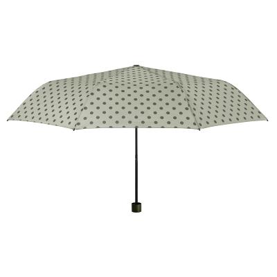 Mini parapluie pliant pour femme - Résistant au vent - À pois - Beige
