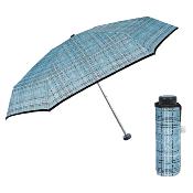 Mini parapluie pliant ultraléger et compact pour femme - Design Tweed - Bleu
