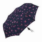 Mini parapluie pliant - Ouverture et fermeture automatiques - Poignée à molette - Résistant au vent - Bleu bouquet