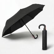 Parapluie pliant et écologique pour femmes et hommes - Ouverture et fermeture automatiques - 8 baleines en fibre de verre - Poignée incurvée en caoutchouc - Noir