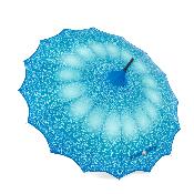 Parapluie long pour femme - Parapluie pagode - Bord festonné bleu sarcelle