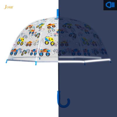 Parapluie cloche transparent enfant - Système d'ouverture automatique - Camions Monstres -  Bordure réflechissante pour être visible la nuit