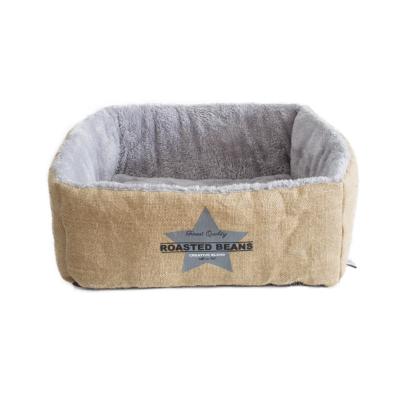 Ferribiella – Panier Cubotto En Jute pour Chiens et Chats – Repos Confortable et Isolant – Taille Compacte – 40 x 40 x 15 cm – Marron