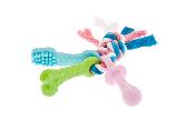 3 jouets TPR - Ensemble de soins dentaires et de mastication - Formes assorties - 5 cm de diamètre et 7 cm de longueur