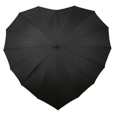 Parapluie droit - toile en forme de coeur - noir