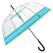 Parapluie cloche transparent femme - Ouverture automatique - Résistant au vent - Bordure Bleu Flashi