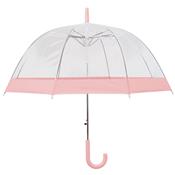 Parapluie droit ouverture automatique - Transparent avec bordure rose pastel