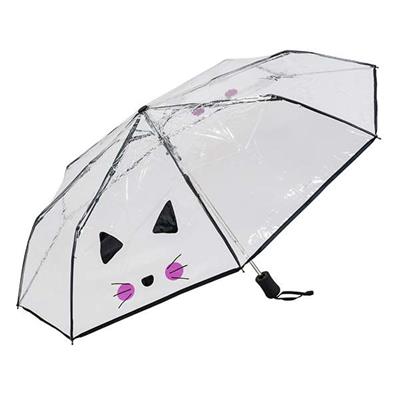 Parapluie pliant - automatique - transparent - chat mignon