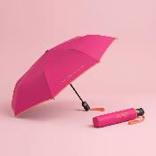 Mini parapluie pliant - Ouverture Automatiques - Poignée à bouton - Résistant au vent - Rose fuchsia