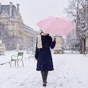 Mini parapluie pliant pour femmes - Ultra-léger et compact - Résistant au vent - Rose pastel
