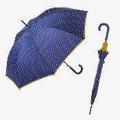 Parapluie long automatique - UVP 50+ Protection - Pois - Bleu