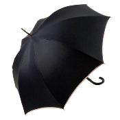 Parapluie long Femme - Made in France - Noir avec bordure blanche à pois rouges
