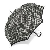 Grand parapluie automatique - Avec poignée courbée en bois - Diamants noirs