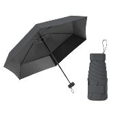 Mini parapluie femme - Parapluie six volets - Léger et compact - Avec étui en cuir zippé - Noir