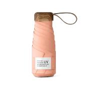Mini parapluie pliant - Parapluie cinq volets - Protection UV - Léger et compact - Manche oblat en bois avec housse en tissu - Corail coucher de soleil