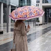 Parapluie Pliant pour Femme - 8 Baleines en Fibre de Verre - Parapluie Pliant à Trois Volet - Poignée en Bois - Motif floral