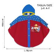 Changement de couleur Poncho de pluie  bleu et rouge pour enfants de 4 à 6 ans