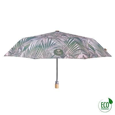 Mini parapluie pliant et écologique pour femme - Système d'ouverture automatique - Feuilles Kenzia