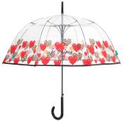 Parapluie transparent cloche - Résistant au vent - avec des coeurs imprimés