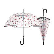 Parapluie cloche transparent pour femme - Système d'ouverture automatique - Cerises