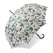 Grand parapluie automatique - Avec poignée courbée en bois - Blanc Tropical