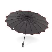 Parapluie long pour femme - Parapluie pagode - Bord festonné rouge
