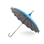 Parapluie long pour femme - Parapluie pagode - Bord festonné bleu sarcelle