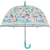 Parapluie enfant transparent - Parapluie garçon - Poignée bleue - Dinosaures