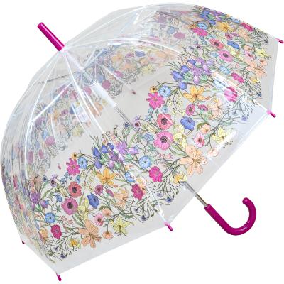 Parapluie transparent cloche - avec bordure fleurs