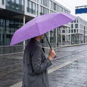 Ultra mini parapluie pliant pour femmes - Slim et léger - Résistant au vent - Avec protection UV - Avec sac smartphone assorti - Violet