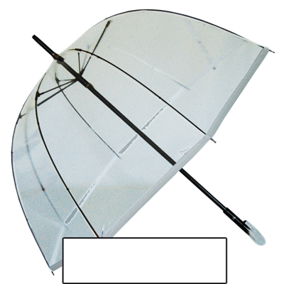 Parapluie long - Cloche transparente - Fabrication française - Bord blanc