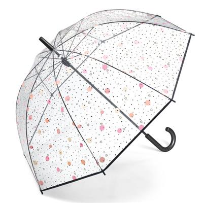 Parapluie cloche transparente pour femme - Imprimé pois et coeurs