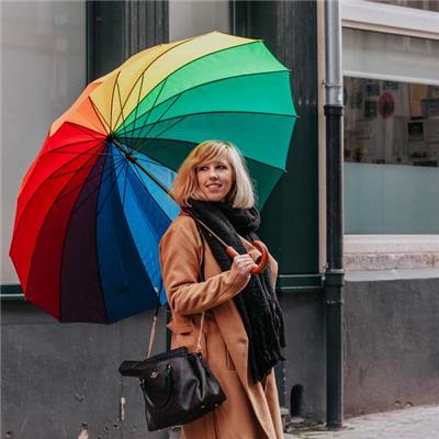 Parapluie long - Poignée courbée - Parapluie XXL pour 2 personnes - Arc en ciel