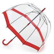 Parapluie cloche transparente Fulton - Le parapluie de la Reine d'Angleterre - Protection optimale - Resistant au vent - Bordure rouge