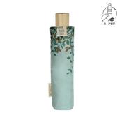 Parapluie pliant et écologique pour femme - Ouverture manuelle - Large protection 97 cm - Vert avec Bordure à fleurs - reduced