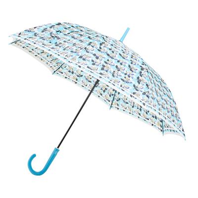 Parapluie long femme à ouverture automatique - Imprimé fleurs - Bleu