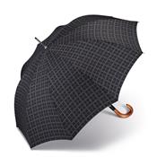 Parapluie canne pour homme PIERRE CARDIN - Ouverture automatique - Résistant au vent - Diamètre 109 cm - Carreaux gris