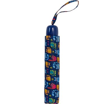 Parapluie pliant femme - Parapluie Compact de 24 CM - Bleu avec imprimé CHAT - reduced