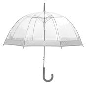 Parapluie droit ouverture automatique - Transparent avec bordure argent